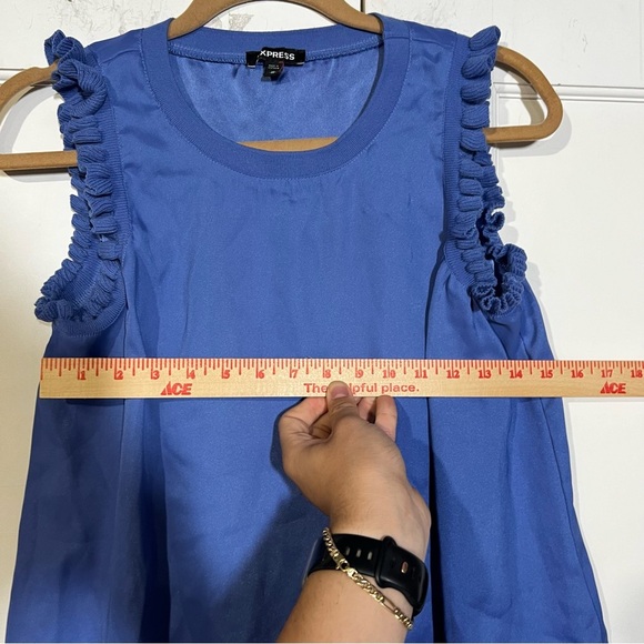 Express Sleeveless Tank Top Ruffled Blue Size Medium - Picture 6 of 6